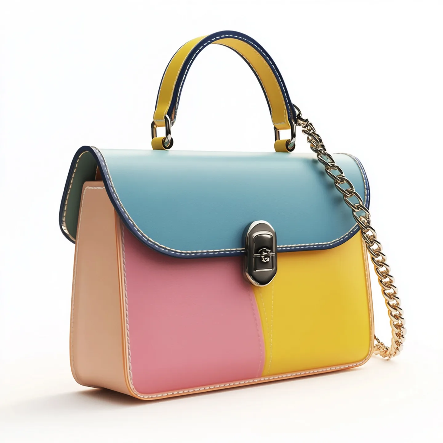 New Luxury Leather Handbag Female With Chain Handle